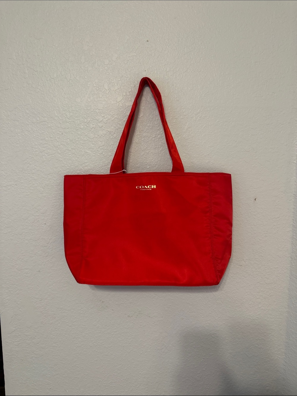 Coach Red Nylon Tote with Gold Logo